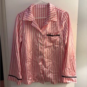 Pink Striped "Silk" Pajama Set